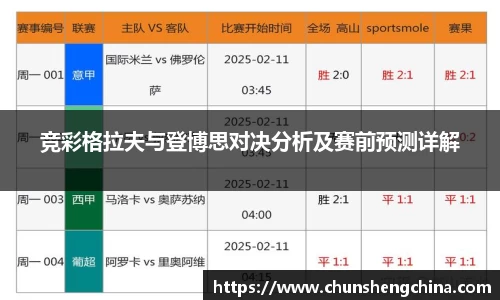 竞彩格拉夫与登博思对决分析及赛前预测详解